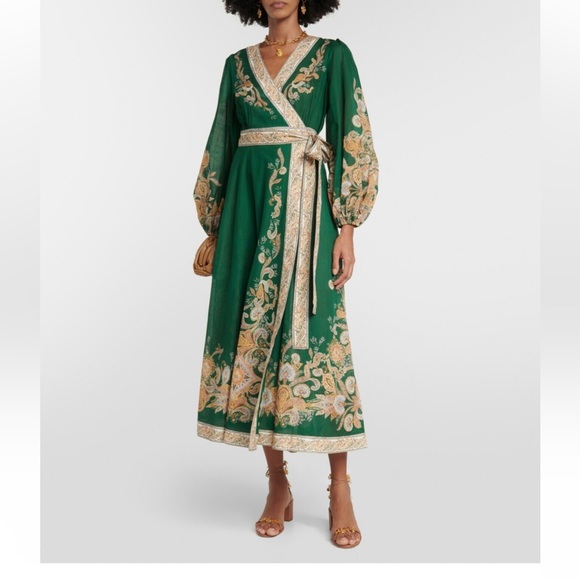 Zimmermann Devi Midi Dress in Emerald & Paisley NWT size 1 - Picture 3 of 14